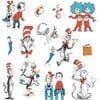A bunch of dr seuss characters are drawn