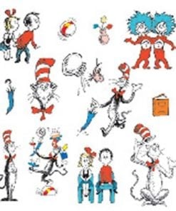 A bunch of dr seuss characters are drawn