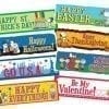 A bunch of different types of peanuts themed candy bars.