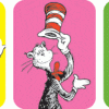 A series of three pictures with the cat in the hat.
