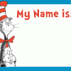 A cat in the hat name tag
