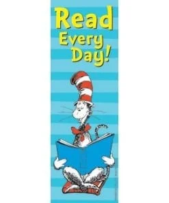 A bookmark with the cat in the hat reading