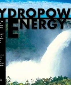 A waterfall with the words hydropower energy written in front of it.