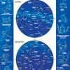 A poster of the sky with constellations and stars.