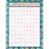 A blank board with pink and blue borders