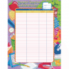 A large sheet of paper with school supplies on it.