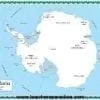 A map of antarctica with the names of all its major cities.