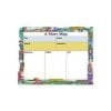 A story map with colorful borders and pictures.