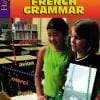 A book cover with two girls in front of books.