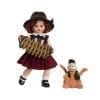 A doll and toy are standing next to each other.