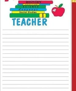 A note pad with a red cover and apple on it.