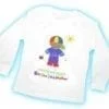 A white shirt with a picture of a boy.