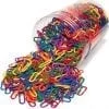 A jar of paper clips spilling over onto the floor.