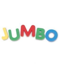 A word that is spelled out in colored letters.