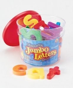 A tub of letters and numbers for kids