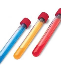 Three tubes of different colors are shown.