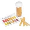 A set of pH Paper strips and a bottle of water.