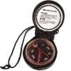 A compass with the lid open and instructions on how to use it.