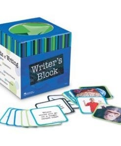 A box of cards with pictures and words.