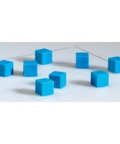 A group of blue cubes sitting on top of a table.
