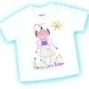 A white t-shirt with a picture of a girl.