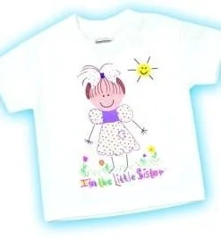 A white t-shirt with a picture of a girl.