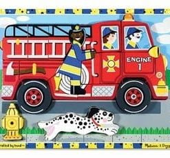 A fire truck with dalmatian dog on the side of it.