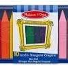 A box of jumbo triangular crayons in different colors.