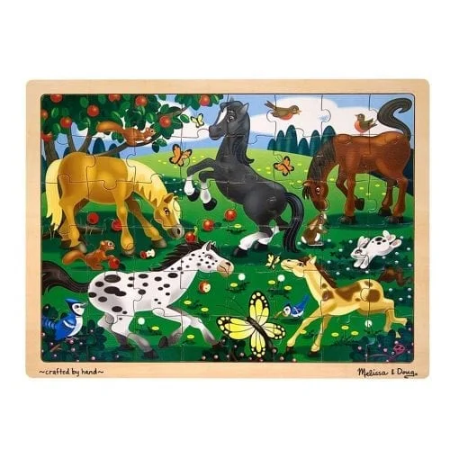 Frolicking Horses Wooden Jigsaw Puzzle