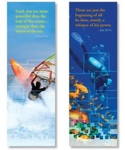 A series of four bookmarks with different images.