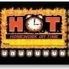 A hot homework on time sign with flames