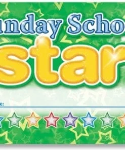 A sunday school star sign with stars on it.