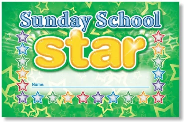 A sunday school star sign with stars on it.