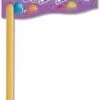 A purple flag with balloons and the word " happy birthday ".