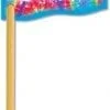 A colorful flag with fireworks on it.