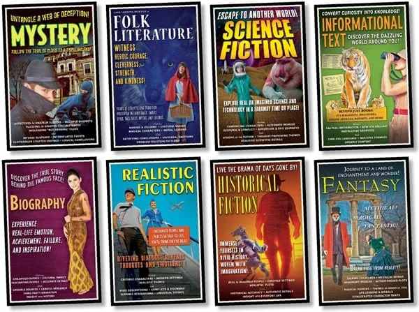 A series of books about different genres.