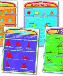 A set of four different posters with various shapes and angles.