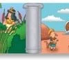 A cartoon of a woman and a boy.