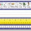 A ruler and a pencil with the letters k, l, m, n, o, p, q, u, v, w ,