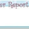 A blue and white banner with the words winter report written in red.