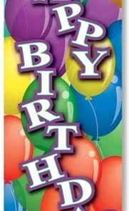 A birthday card with balloons and the words happy birth day