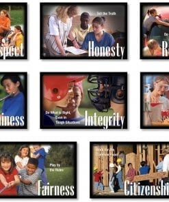 A series of pictures with the words " respect ," " honesty ", and " fairness ".