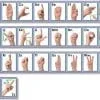 A series of hand signs with the letters of the alphabet.