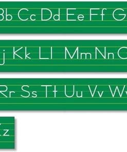 A green board with white letters on it.