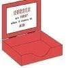 A red box with a sign on it