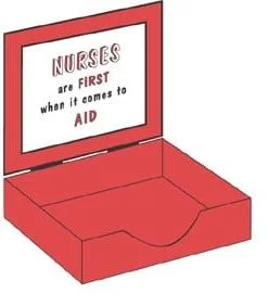 A red box with a sign on it