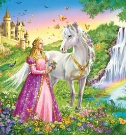 A painting of a princess and her horse