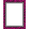 A pink and black zebra print frame with a diamond border.