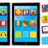 A tablet with various icons on it and two different ones.