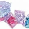 A bunch of different colored hair ties in packages